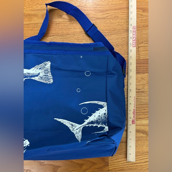 Reusable Insulated Bag Medium Blue Fish Detail “Smarter School of Fish” Tote New - Picture 8 of 8